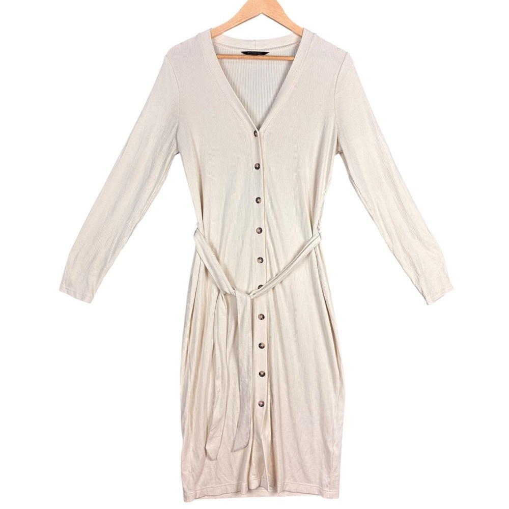 Banana Republic Ribbed Button-Front Tie Waist Sweater Dress/Cardigan – Sz M - Picture 3 of 11
